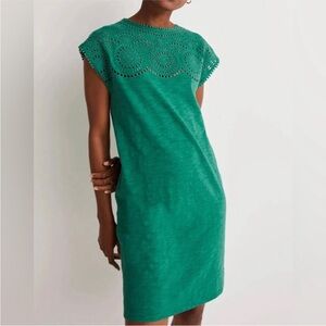 Boden | Dresses | Boden Cutwork Jersey T Shirt Dress Jade Green | Poshmark
